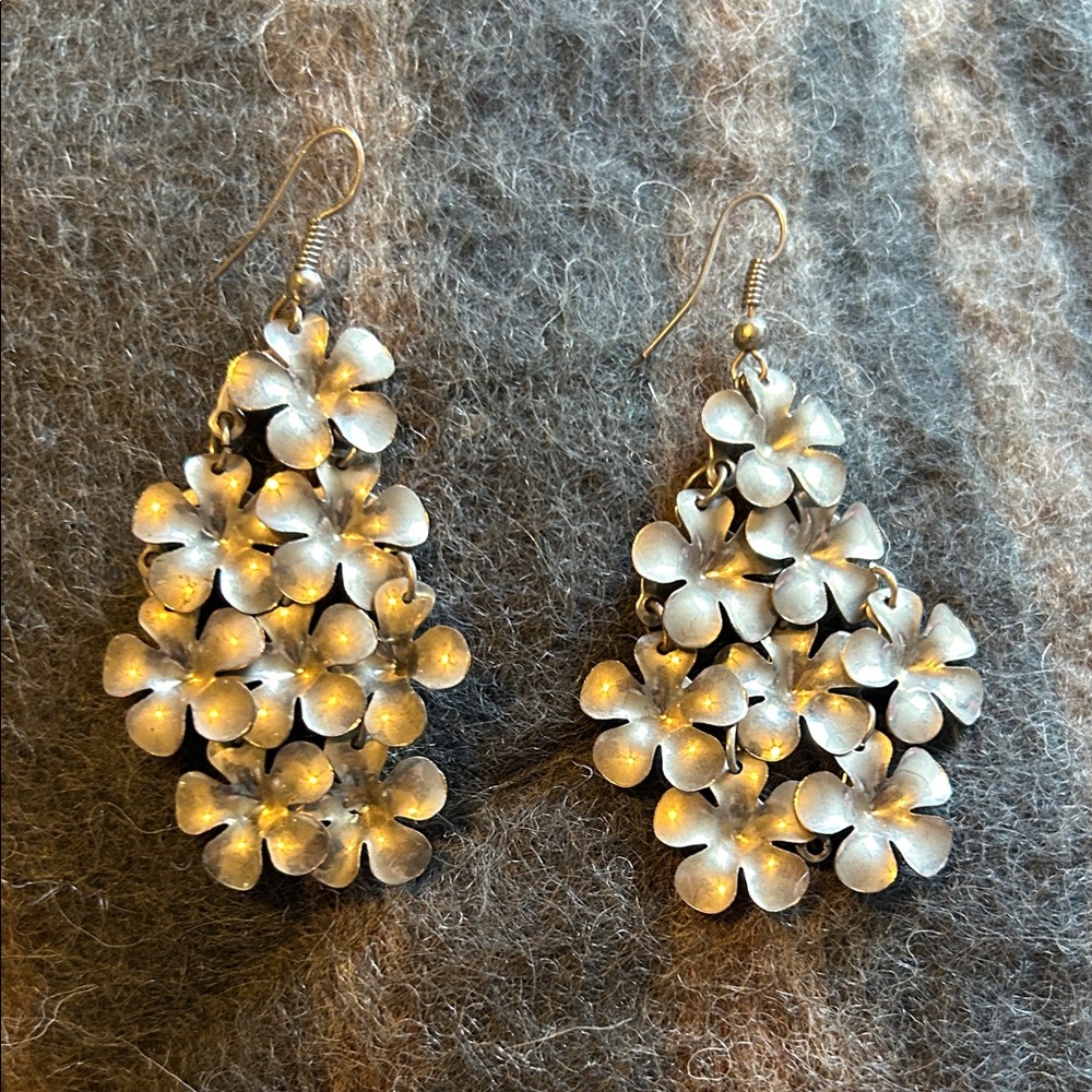 Charming Charlies Silver Floral Drop Earrings